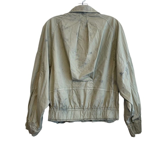 Free People Ripstop Parachute Bomber Jacket Green Tie Dye Women Size XS Grunge - Picture 3 of 8